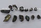 CTD2618 Top drilled 15*25mm - 25*35mm nuggets plated druzy quartz beads