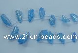 CTD2627 Top drilled 10*25mm - 20*45mm nuggets plated druzy quartz beads