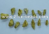 CTD2635 Top drilled 10*25mm - 20*45mm nuggets plated druzy quartz beads
