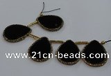 CTD2698 Top drilled 35*45mm flat teardrop agate beads wholesale