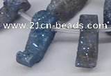 CTD2845 Top drilled 15*20mm - 18*40mm freeform plated druzy agate beads