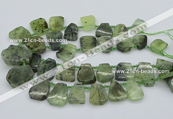CTD337 Top drilled 15*20mm - 25*30mm freeform green rutilated quartz beads