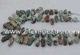 CTD3515 Top drilled 8*15mm - 12*35mm sticks larimar beads