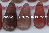 CTD3650 Top drilled 10*20mm - 15*45mm freeform strawberry quartz beads
