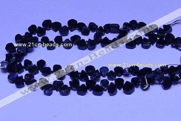 CTD3864 Top drilled 8*10mm - 10*12mm freeform black tourmaline beads