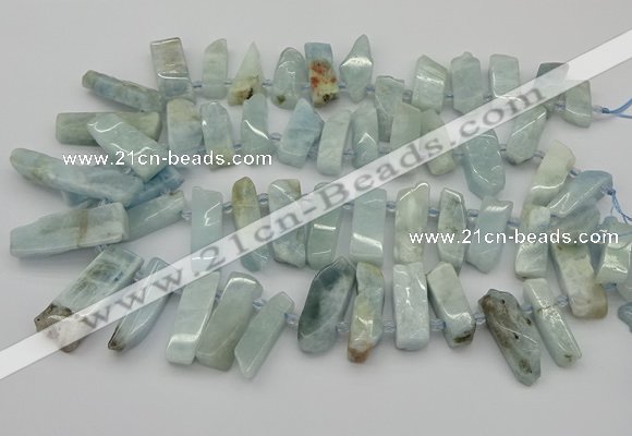 CTD444 Top drilled 8*20mm - 10*40mm sticks aquamarine beads