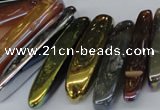 CTD526 Top drilled 10*25mm - 10*60mm wand plated agate beads