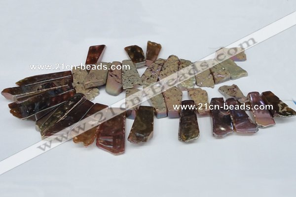 CTD568 Top drilled 15*25mm - 20*65mm freeform plated agate beads