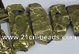 CTD569 Top drilled 15*25mm - 20*65mm freeform plated agate beads