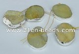 CTD768 30*35mm - 35*45mm freeform agate beads with brass setting