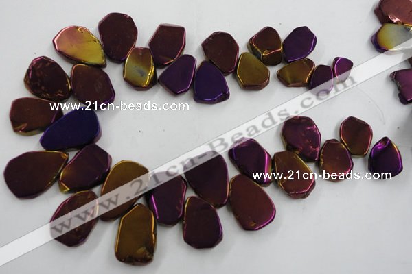CTD906 Top drilled 15*20mm - 20*30mm freeform plated quartz beads