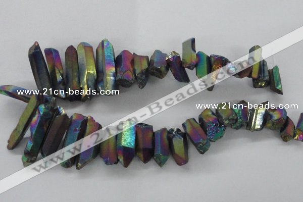 CTD921 Top drilled 10*20mm - 15*35mm sticks plated quartz beads