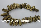 CTD924 Top drilled 15*20mm - 18*38mm wand plated quartz beads