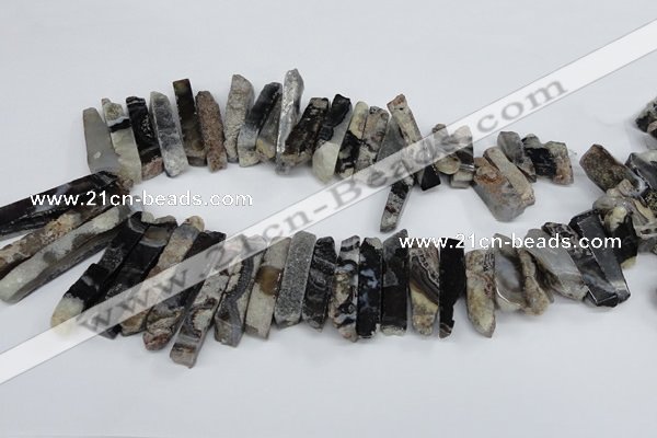 CTD964 Top drilled 8*25mm - 10*60mm sticks dyed blue lace agate beads