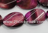 CTE1010 15.5 inches 20*30mm twisted oval dyed red tiger eye beads