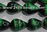 CTE1033 15.5 inches 15*20mm teardrop dyed green tiger eye beads