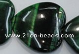 CTE1086 15.5 inches 40*40mm heart dyed green tiger eye beads