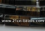 CTE1394 15.5 inches 10*30mm faceted tube yellow & blue tiger eye beads