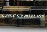 CTE1395 15.5 inches 15*40mm faceted tube yellow & blue tiger eye beads