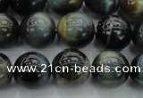 CTE1451 15.5 inches 6mm round golden & blue tiger eye beads