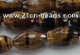 CTE1581 15.5 inches 10*14mm faceted rice yellow tiger eye beads