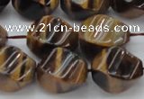 CTE1591 15.5 inches 12*16mm twisted rice yellow tiger eye beads
