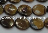 CTE1725 15.5 inches 12mm faceted coin yellow tiger eye beads