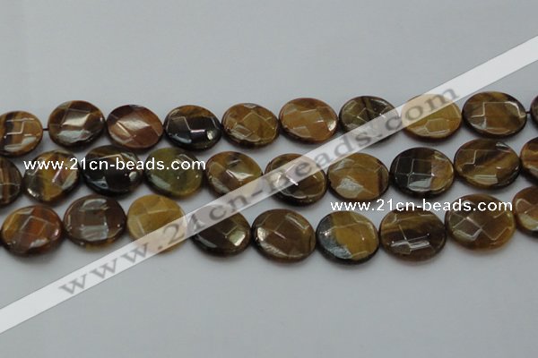 CTE1729 15.5 inches 20mm faceted coin yellow tiger eye beads