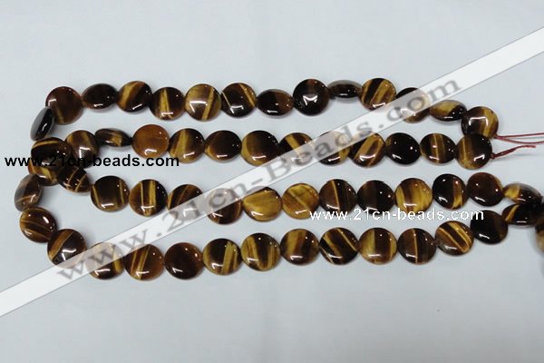 CTE175 15.5 inches 10mm flat round yellow tiger eye gemstone beads