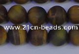 CTE1814 15.5 inches 12mm round matte yellow iron tiger beads