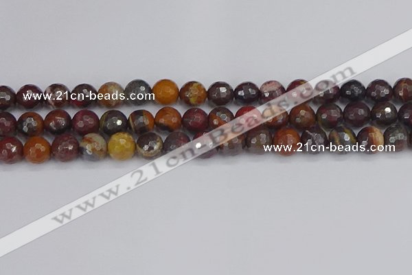 CTE1822 15.5 inches 12mm faceted round red iron tiger beads