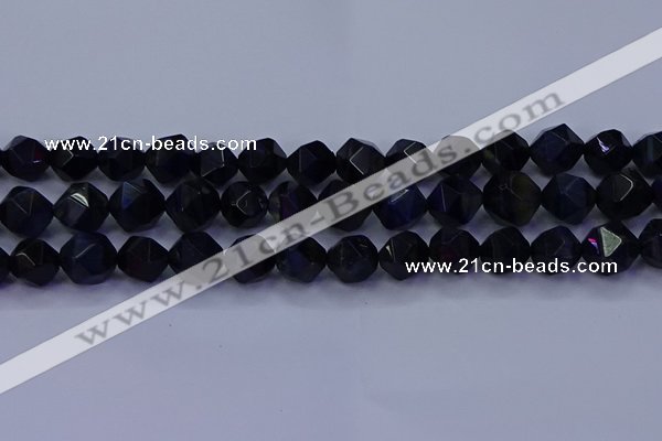 CTE1919 15.5 inches 12mm faceted nuggets blue tiger eye beads