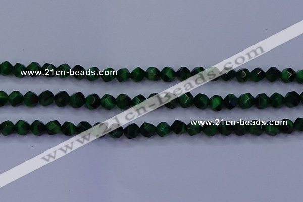 CTE1921 15.5 inches 6mm faceted nuggets green tiger eye beads