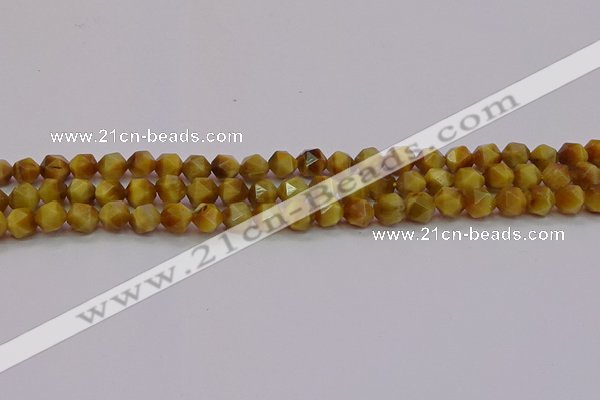 CTE1932 15.5 inches 8mm faceted nuggets golden tiger eye beads