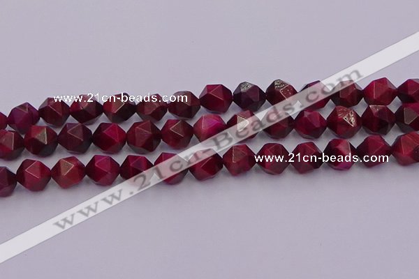 CTE1944 15.5 inches 12mm faceted nuggets red tiger eye beads