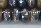 CTE2104 7*12mm faceted rondelle AB-color mixed tiger eye beads