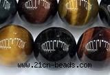 CTE2327 15 inches 10mm round colorful tiger eye beads