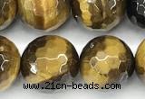 CTE2355 15 inches 10mm faceted round yellow tiger eye beads
