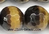 CTE2357 15 inches 14mm faceted round yellow tiger eye beads