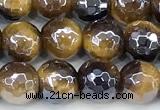 CTE2358 15 inches 6mm faceted round AB-color yellow tiger eye beads