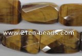 CTE318 18*25mm twisted & faceted rectangle yellow tiger eye beads