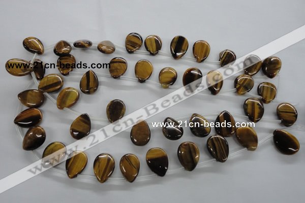 CTE338 Top-drilled 13*18mm flat teardrop yellow tiger eye gemstone beads