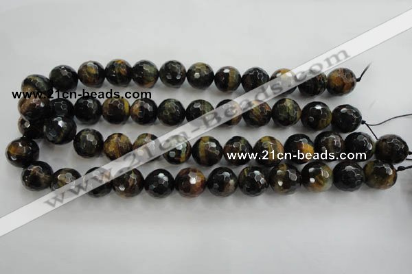 CTE727 15.5 inches 18mm faceted round yellow & blue tiger eye beads