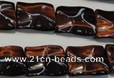 CTE865 15.5 inches 15*20mm wavy rectangle red tiger eye beads