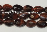 CTE881 15.5 inches 8*12mm faceted flat teardrop red tiger eye beads