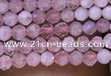 CTG1018 15.5 inches 2mm faceted round tiny rose quartz beads