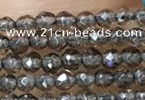 CTG1020 15.5 inches 2mm faceted round tiny smoky quartz beads