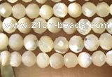 CTG1089 15.5 inches 2mm faceted round tiny mother of pearl beads