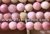 CTG1188 15.5 inches 3mm faceted round pink wooden fossil jasper beads