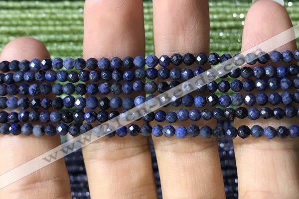 CTG1193 15.5 inches 3mm faceted round tiny blue dumortierite beads